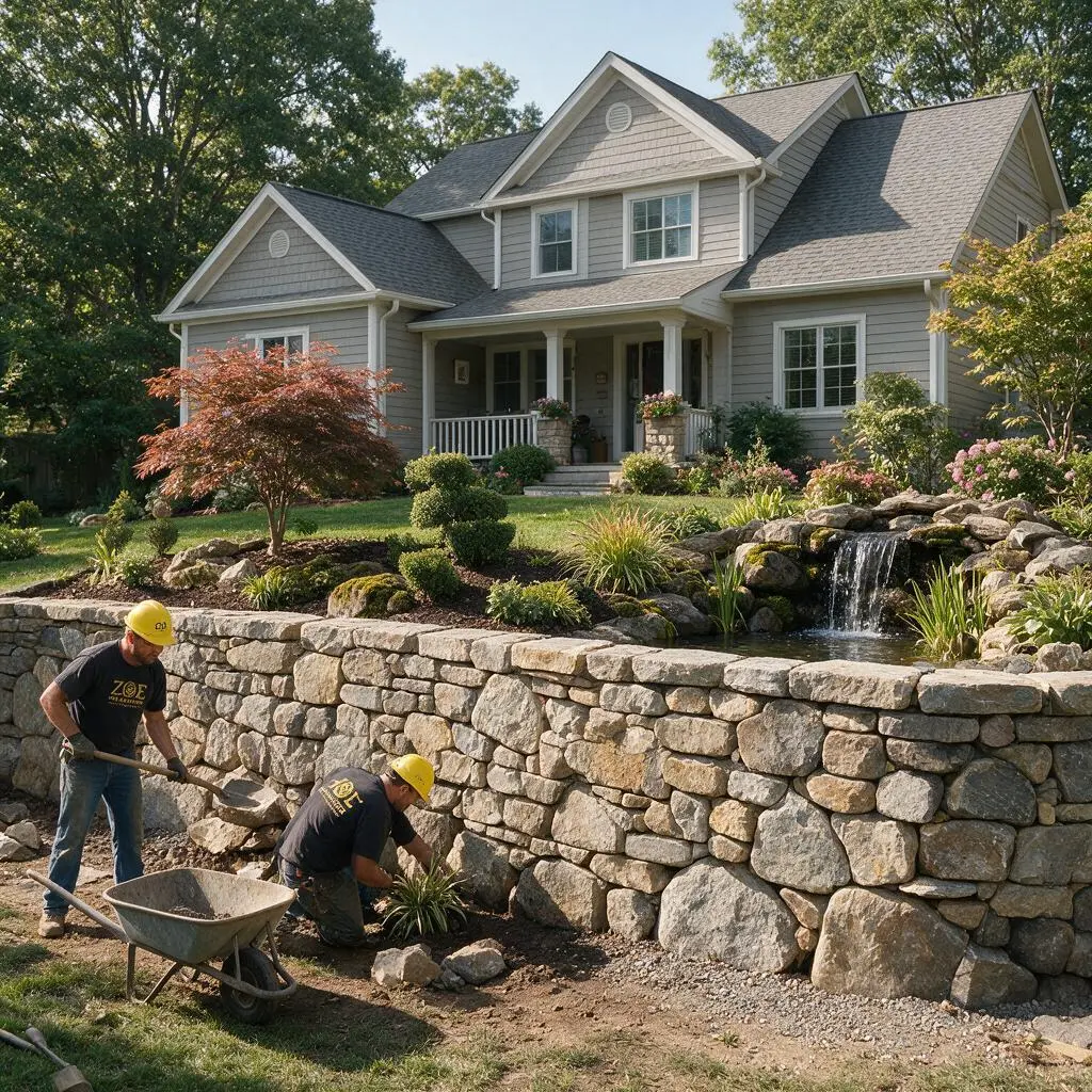 Residential pine straw landscape